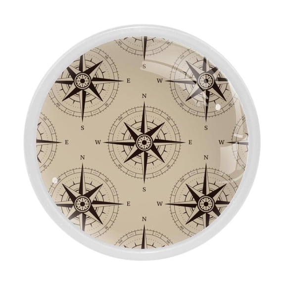 4 Pcs Navigation Compass Knobs for Kitchen Cabinet Cupboard Dresser Bookcase Drawer Pulls Handles Round Home Decor