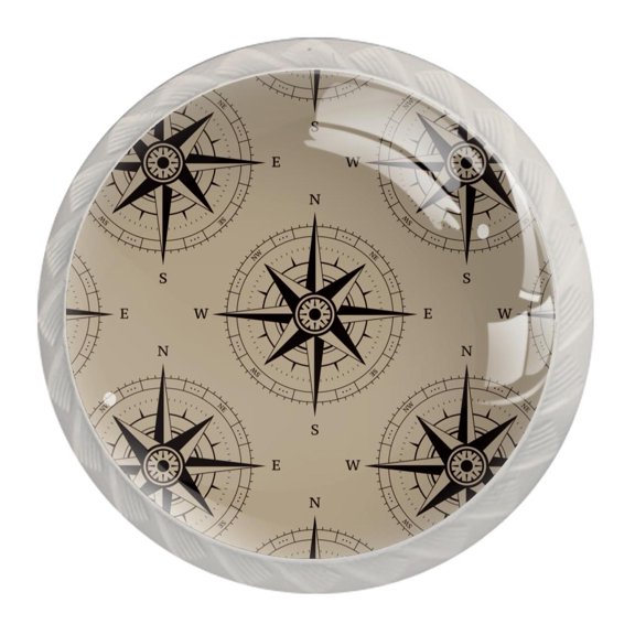 4 Pcs Navigation Compass Knobs for Kitchen Cabinet Cupboard Dresser Bookcase Drawer Pulls Handles Round Home Decor