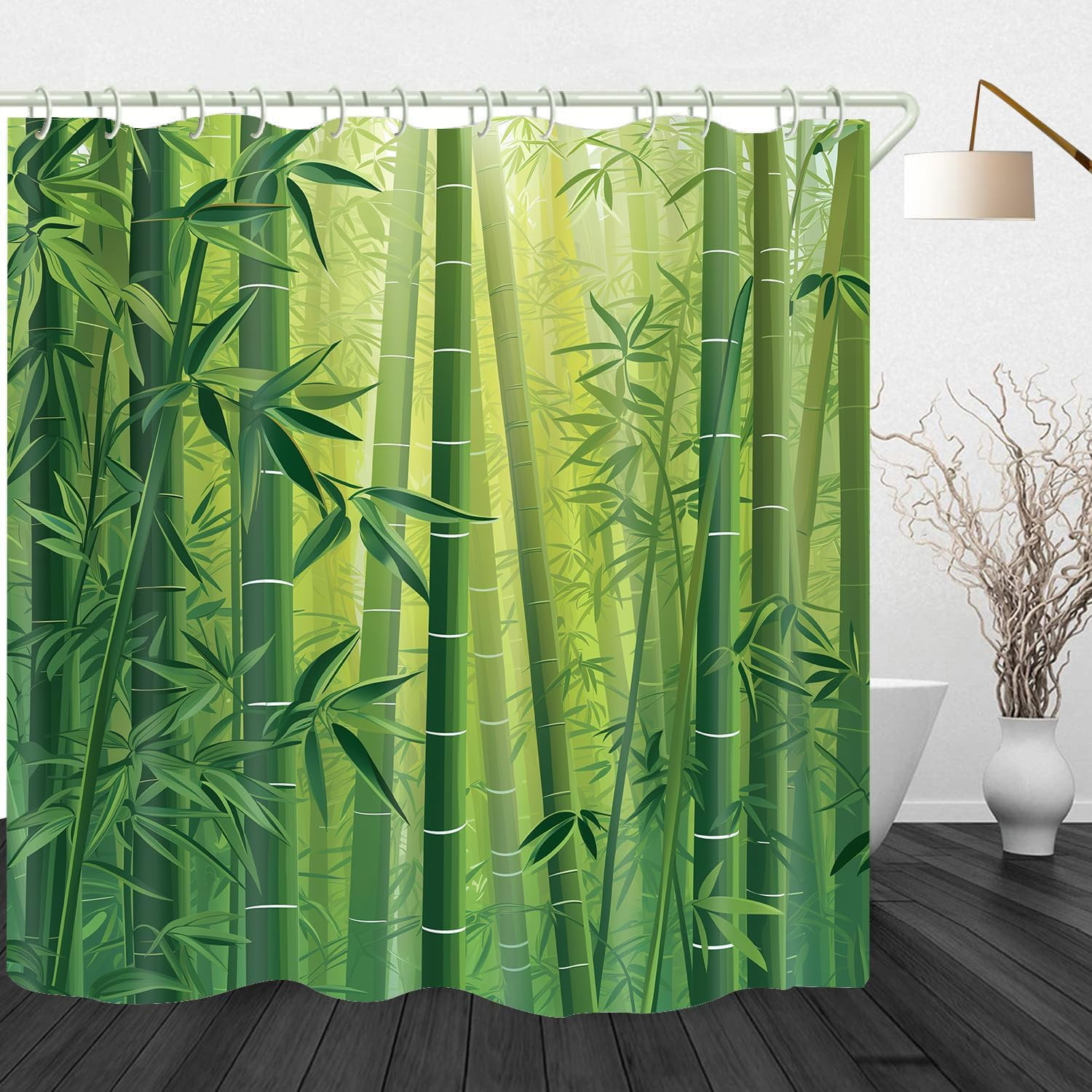 4 Pcs Navy Blue Floral Shower Curtain Set Bathroom Sets with Waterproof