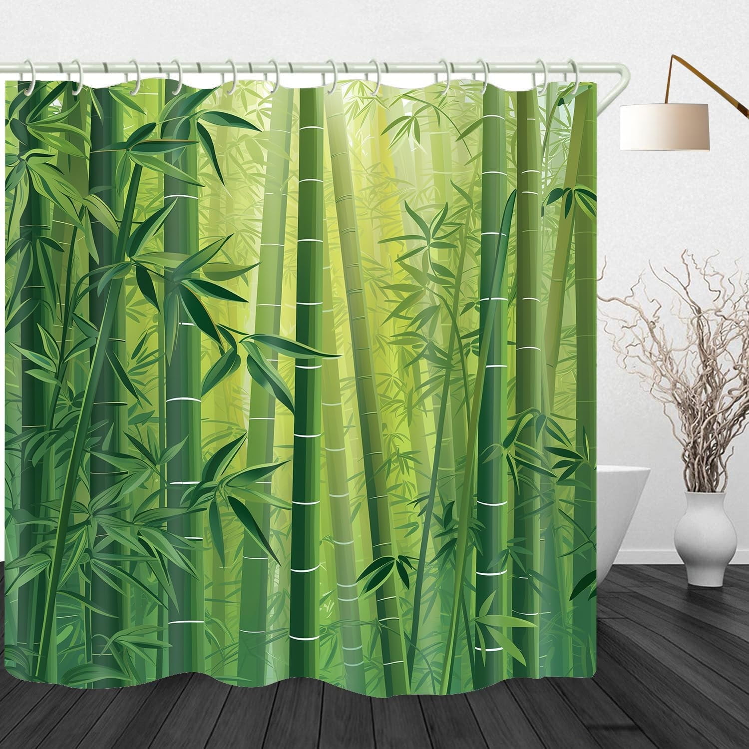 Navy Blue Floral Shower Curtain Set Bathroom Sets with Waterproof Fabric Shower Curtain and Non-Slip Rugs Toilet Lid Cover Bath Mat Decor with Hooks(72x72 Inch)
