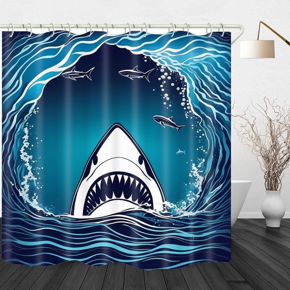 4 Pcs Navy Blue Floral Shower Curtain Set Bathroom Sets with Waterproof Fabric Shower Curtain and Non-Slip Rugs Toilet Lid Cover Bath Mat Decor with Hooks(72x72 Inch)