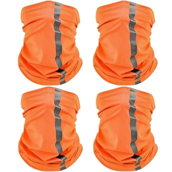 4 Pcs Neck Gaiter for Men Reflective Face Mask Cover, UV Sun Protection Neon Balaclava Hi Vis Bandana for Work