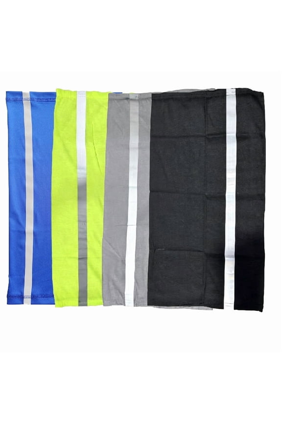 4-Pack Reflective Neck Gaiter, Multi-Use UV Sun Dust Wind Bandana(Blue Black Yellow Grey)