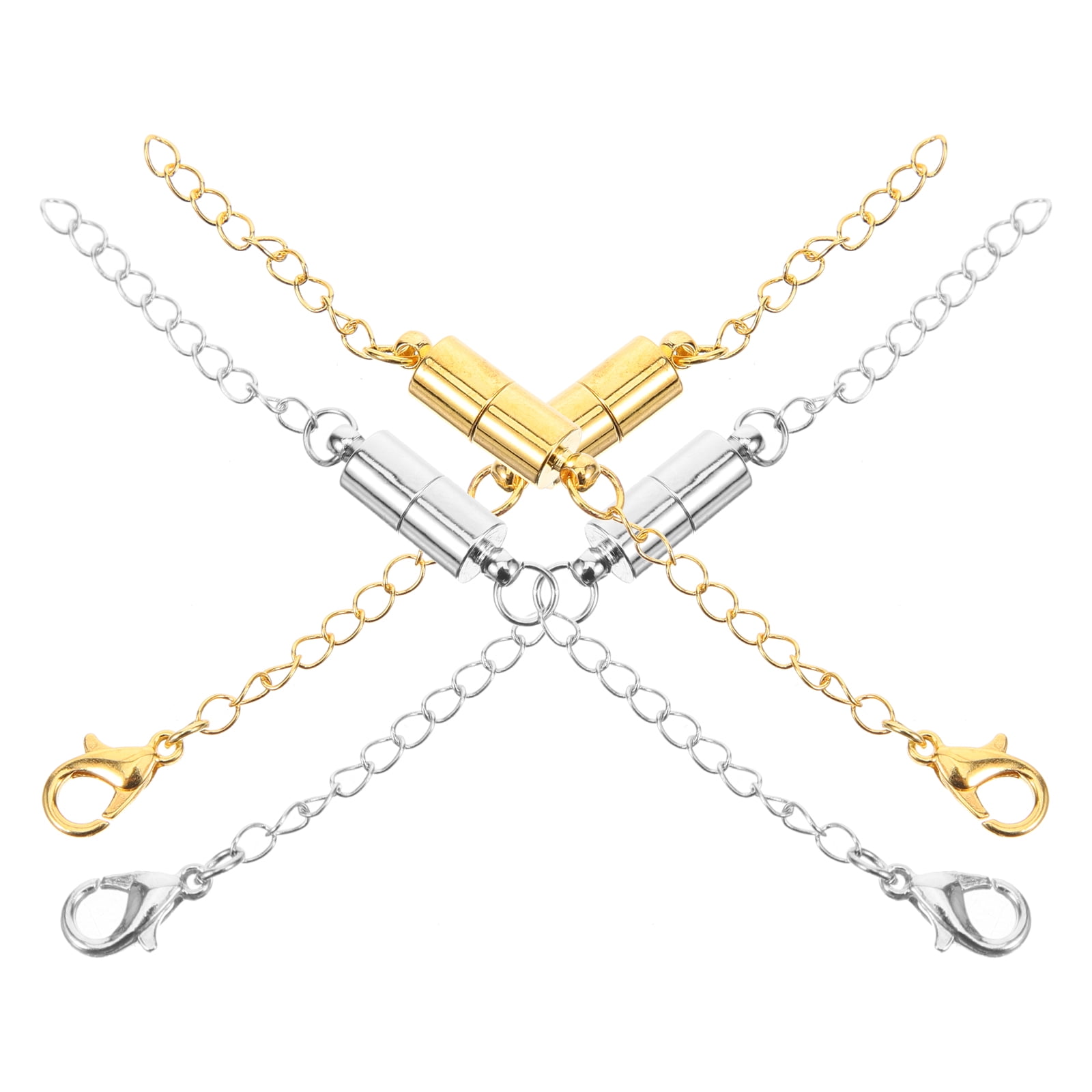 MURDOFFIU 4 Pcs Necklace Extender Jewelry Chain Extensions for Necklaces Extenders Copper Magnetic Clasp with Jewellery