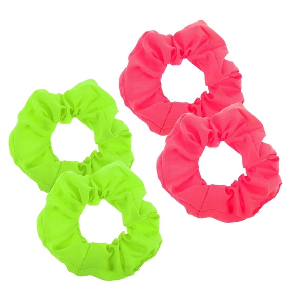 4 Pcs Neon Scrunchies, Large Hair Scrunchies Neon Hair Ties Elastic Hair Bands Ponytail Holders 80s 90s Hair Accessories for Women Party Outfits and Workout Costumes (2 Colors)