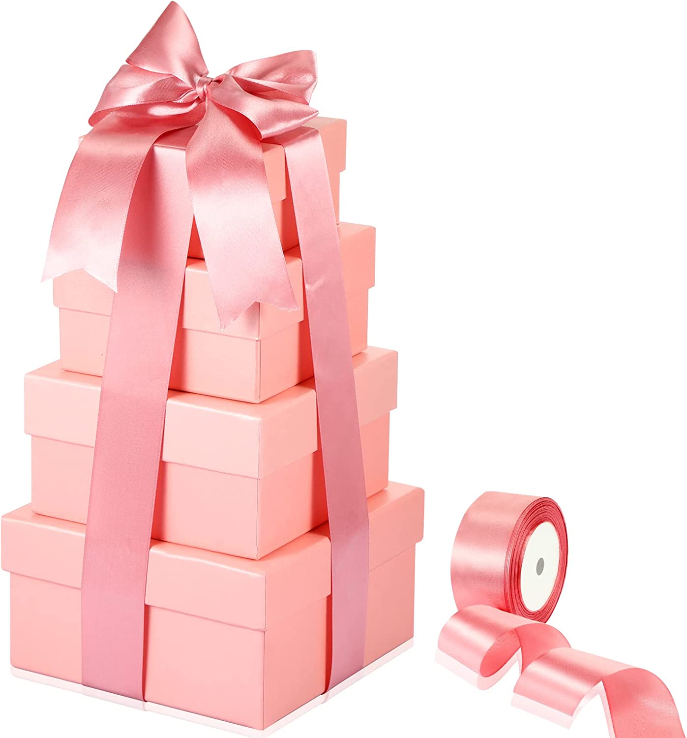 4 Pcs Nesting Gift Boxes with Lids, Square Stacking Boxes, Assorted