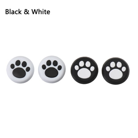 4 Pcs New Analog Replacement Protector Thumb Sticks Grips Controller Silicone Caps BLACK&WHITE