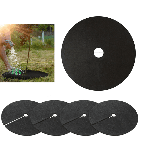 4 Pcs Non Woven Tree Mulch Ring, Weed Barrier Tree Protector Mat, 20.47 Inch Outer Diameter Garden Landscape Cloth for Landscaping Weed Control and Root Protection