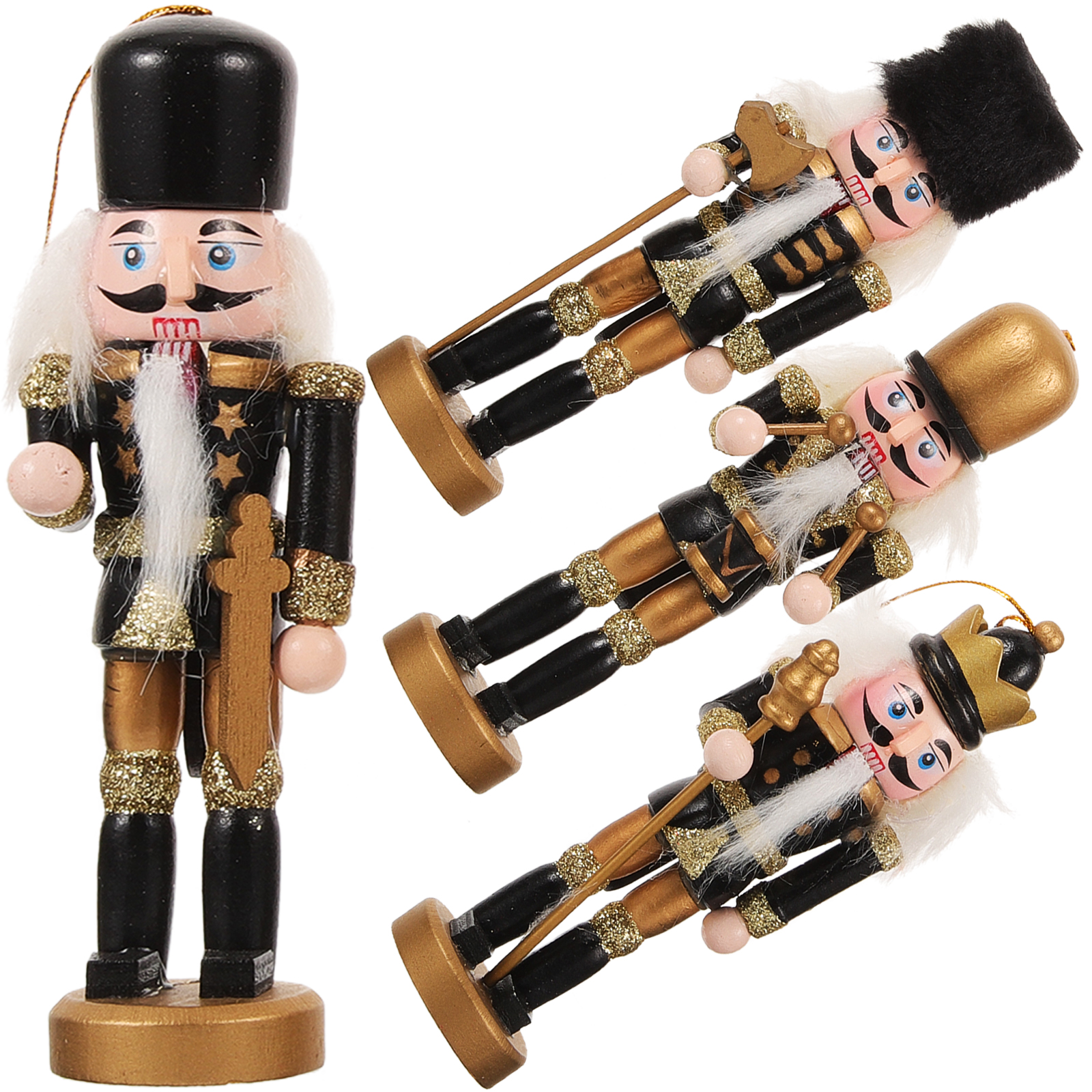 4 Pcs Nutcracker Black Decor Nutcrackers Christmas Advent Calendar Soldier Party Work