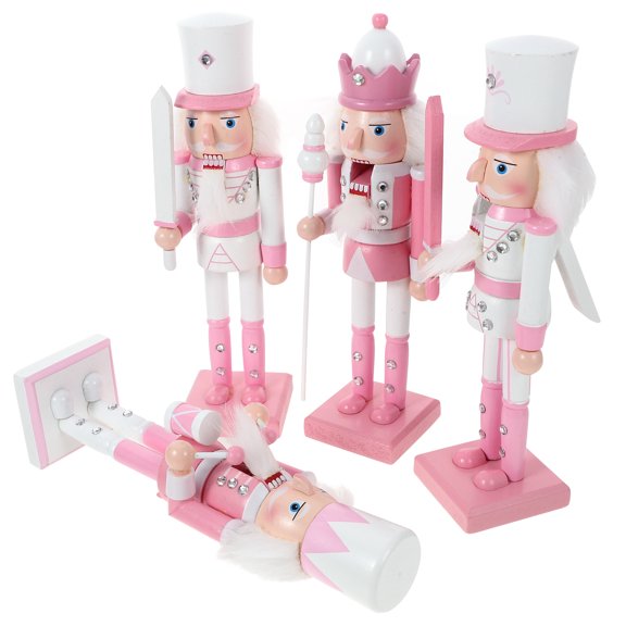 GAXIRE Nutcracker Puppet Wooden Assorted Color Christmas Nutcracker Desktop 4Pcs 9.4x3x2.6in