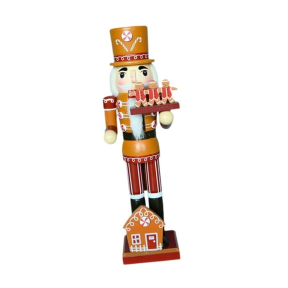 4 Pcs Nutcracker Statue Standing Crafts Wooden Material for Festive Living Room Office Tabletop Decoration