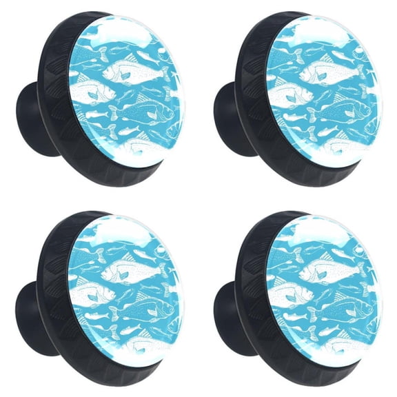 4 Pcs Ocean Fish Knobs for Kitchen Cabinet Cupboard Dresser Bookcase Drawer Pulls Handles Round Home Decor