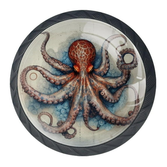 4 Pcs Octopus Knobs for Kitchen Cabinet Cupboard Dresser Bookcase Drawer Pulls Handles Round Home Decor