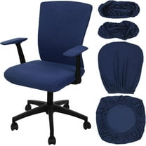 4 Pcs Office Chair Covers Set Computer Universal Protective Stretchable Chair Seat Covers Desk Armrest Slipcovers Pads Office Cushion Backrest for Rotating-Navy