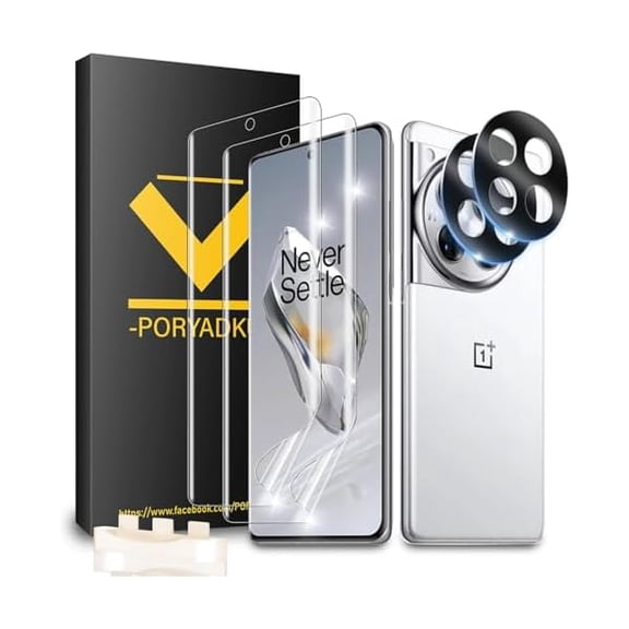 4 Pcs For OnePlus 12 Screen Protector, 2 Pcs Self-Healing EPU Film + 2 Pcs Camera Lens Protector, Fingerprint Suitable, Easy Installationm, Case Friendly, For One Plus 12 Screen Protector