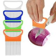 4 Pcs Onion Holder for Slicing, Stainless Steel Onion Cutter Chopper, Vegetable Fruit Cutter Meat Cutter Holder Comb Lemon Prongs Slicer for Kitchen Worker Safety Cooking Tools