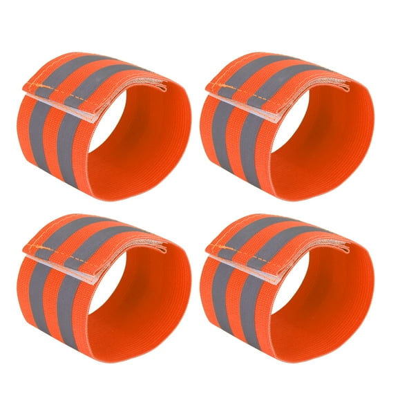 4 Pcs Orange Reflective Bands for Wrist Reflective Wristbands High Visibility Cycling Riding Reflector Tape Straps