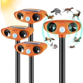 4 Pcs Outdoor Animal Repellent with Motion Detection - Waterproof Solar Units for Rabbit Raccoon Cat Dog Deterrence