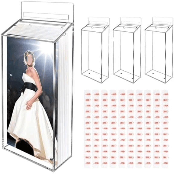 4 Pcs Outdoor Brochure Holders with Lid 12 x 4.5 x 2.2 Inches Wall Mount Acrylic Clear Envelope Display Box, Waterproof Advertising Pamphlet Holder for Store Outdoor Use (Clear)$$Other