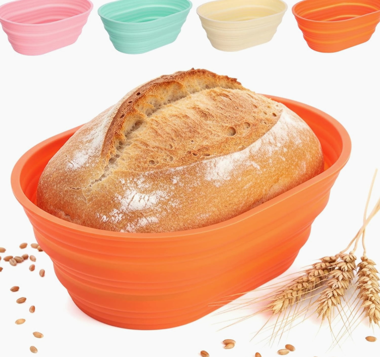 4 Pcs Oval Silicone Bread Proofing Basket 10 Inch, Vibrant Color ...