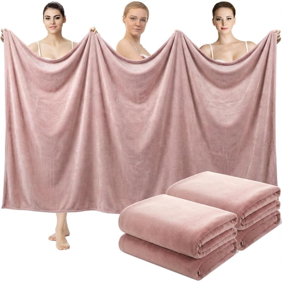 4 Pcs Oversized Bath Towels, 40 x 80 Inch Giant Microfiber Jumbo Bath Sheets Soft Bathroom Microfiber Quick Dry Absorbent Shower Towels for Spa Camping Beach(Platinum)