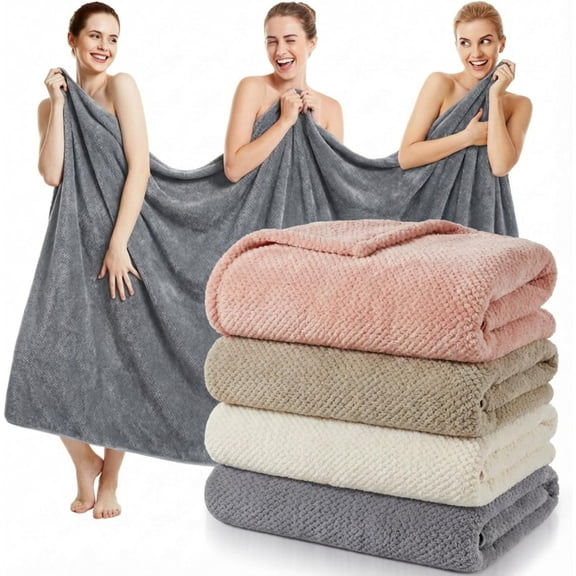 4 Pcs Oversized Bath Towels 40 x 80 Inches Extra Large Soft Absorbent Microfiber Bath Sheets in Warm Colors