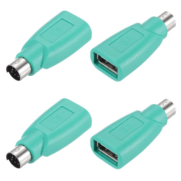 4 Pcs PS/2 to USB Port, PS/2 to USB Adapter PS/2 Female to USB Male Adapter for Wired Mouse Keyboard Desktop PC Laptop Notebook, Green