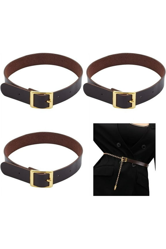 4 Pcs PU Leather Choker, 16.2 Inch Leather Straps with Alloy Clasp Adjustable Leather Straps English Spurs for Women Coconut Brown Collar Choker Necklaces Birthday Gifts