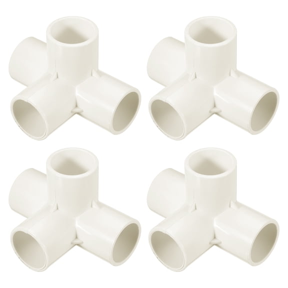 4Pcs Fitting, 4 Way Fitting 25mm Connectors Elbow Pipe Fittings Coupling Furniture Corner Connector for DIY Garden Support Structure, White