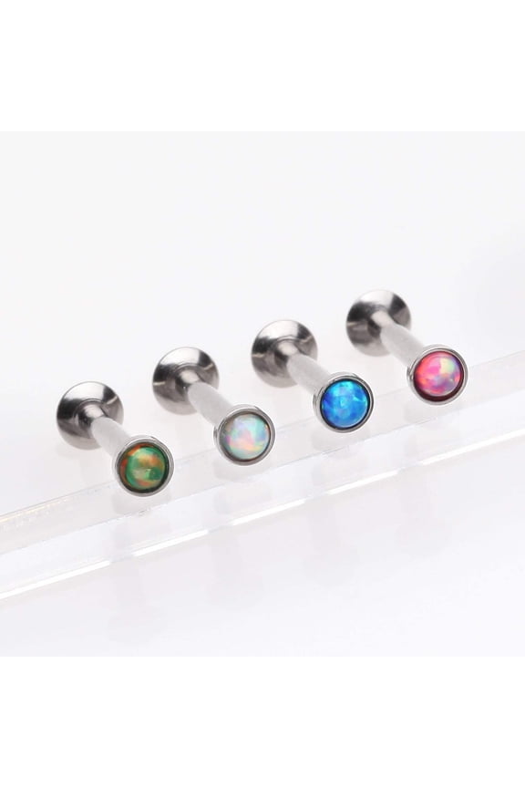 4 Pcs Pack of Fire Opal Bezel Set Internally Threaded Labrets