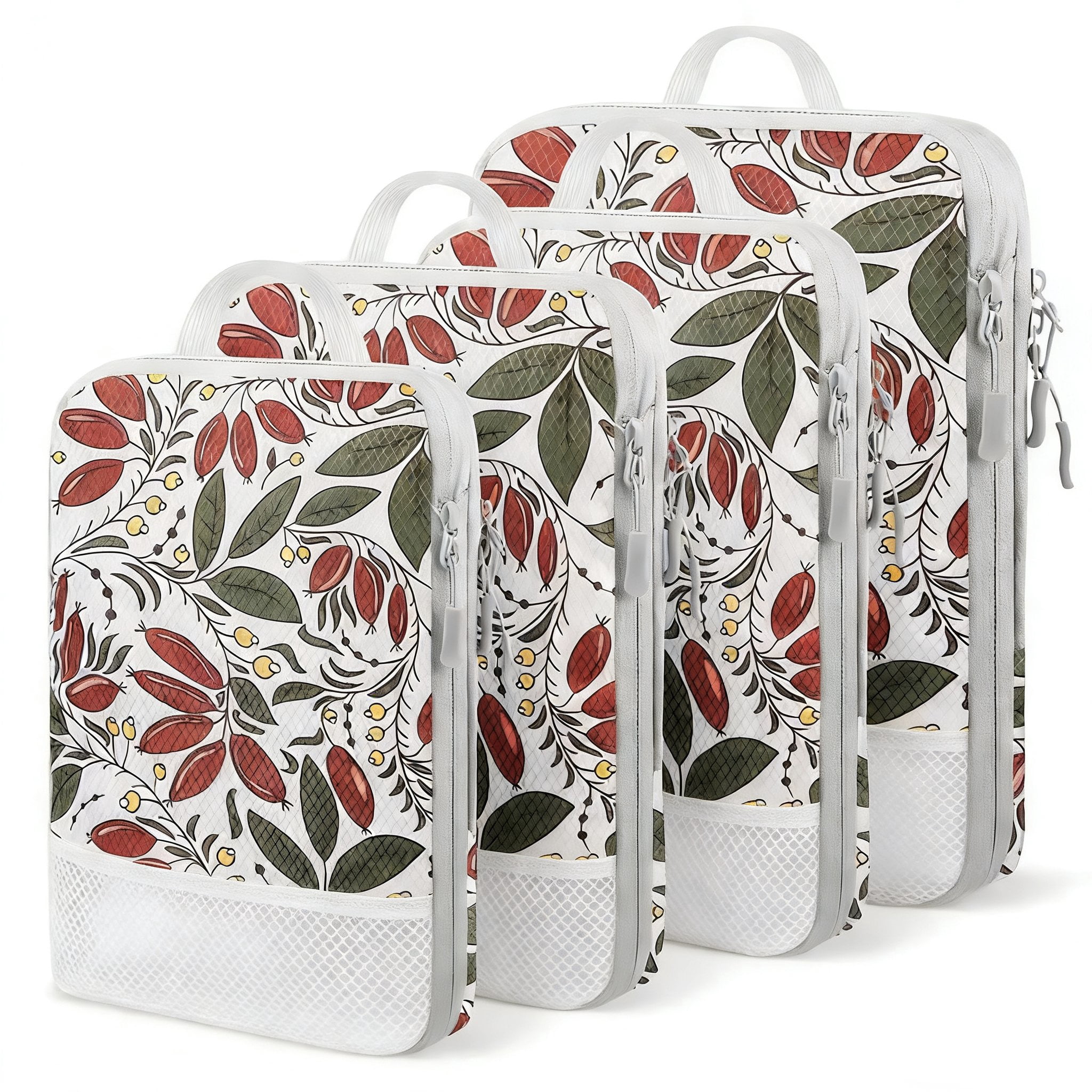 4-Pcs Packing Cube Set - Lightweight Organizers For Home Organizers Vacation And Suitcases With Compression Compression Packing Cubes Travel(Berry print )