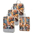 thumbnail image 1 of 4-Pcs Packing Cube Set - Lightweight Organizers For Home Organizers Vacation And Suitcases With Compression Compression Packing Cubes Travel(Blueberry print ), 1 of 7
