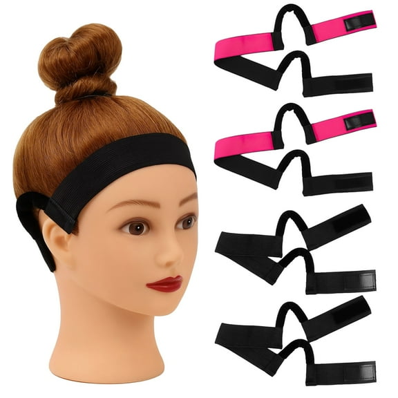 4 Pcs Painless Wig bands, Headbands for Wig Edge & Lace Frontal, Wig Fixation Bands with Ear Hanger, Hair Melting Elastic Band, Costume Accessories for Various Occasions