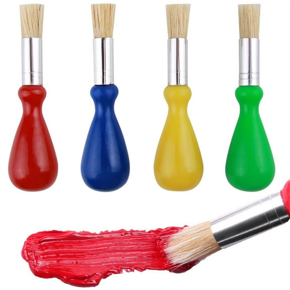 4 Pcs Paint Brushes,Bexikou Kids Brushes with Colorful Handle,Craft Paint Brushes,Paint Brushes for Kids Preschool Watercolor Painting Art Supplies Craft Projects