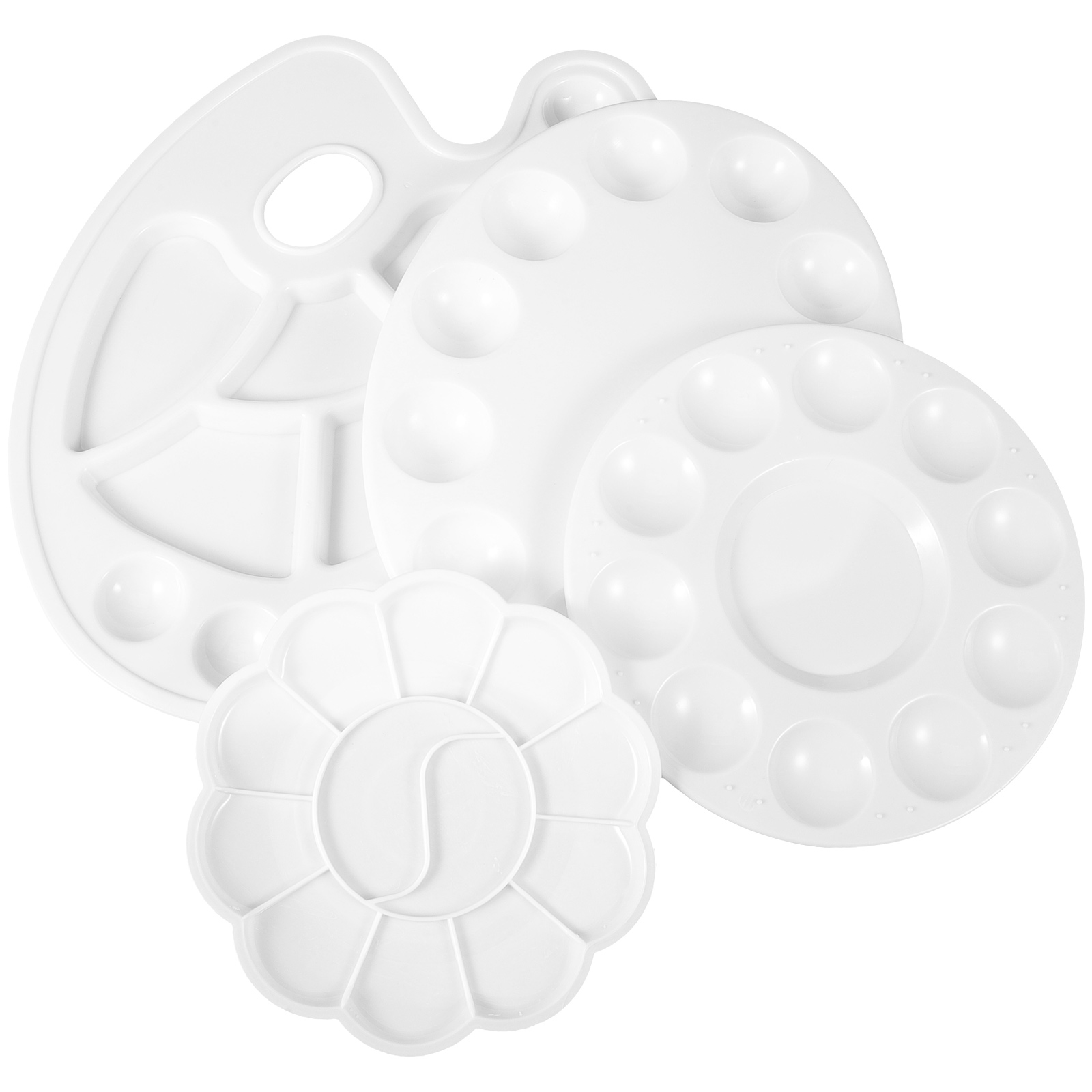 4 Pcs Paint Tray White Spray Plastic Palettes Practical Color Oil Pallets Mixing Trays Artist