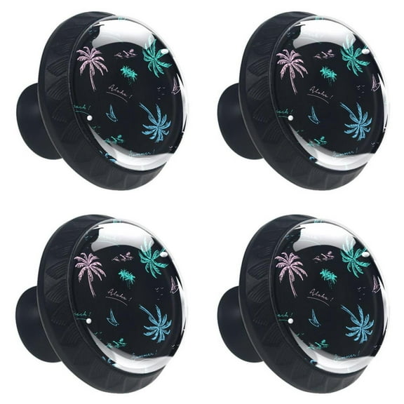 4 Pcs Palm Tree Beach Knobs for Kitchen Cabinet Cupboard Dresser Bookcase Drawer Pulls Handles Round Home Decor