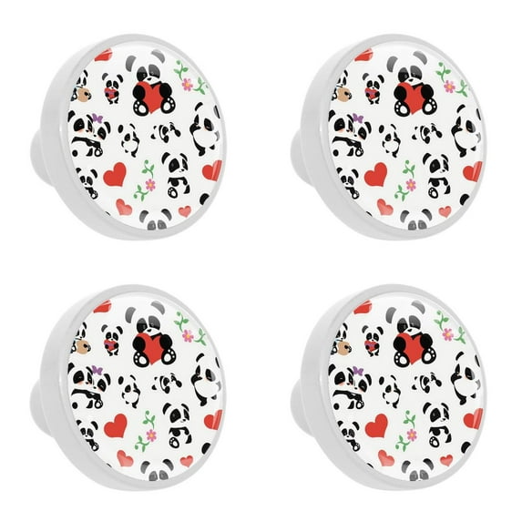 4 Pcs Panda Knobs for Kitchen Cabinet Cupboard Dresser Bookcase Drawer Pulls Handles Round Home Decor