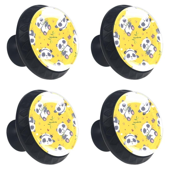 4 Pcs Panda Knobs for Kitchen Cabinet Cupboard Dresser Bookcase Drawer Pulls Handles Round Home Decor