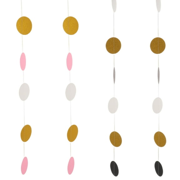 Kitandove Gold Circle Dot Garland Streamer For Families Friends Party Decoration 4Pcs 78.60X1.97In