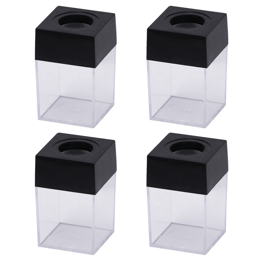 Ceramic Paper Clip Holder - Cute Cube Design With Gold Trim, Desk Organizer For Clips, Pins, Small Items (Black)