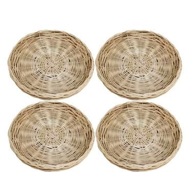 4 Pcs Paper Plate Holder 10 Inch Round Woven Plate Holder Reusable Paper Plate Holders For Picnic Party