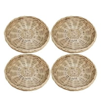 4 Pcs Paper Plate Holders 10 Inch Round Woven Design Reusable Dining Accessories for Picnics and Parties 4PCS