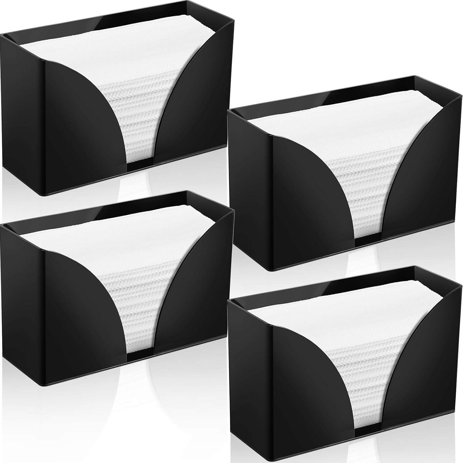 4-Pack Black Acrylic Paper Towel Holders - Countertop Dispenser For Bathroom, Kitchen, Office
