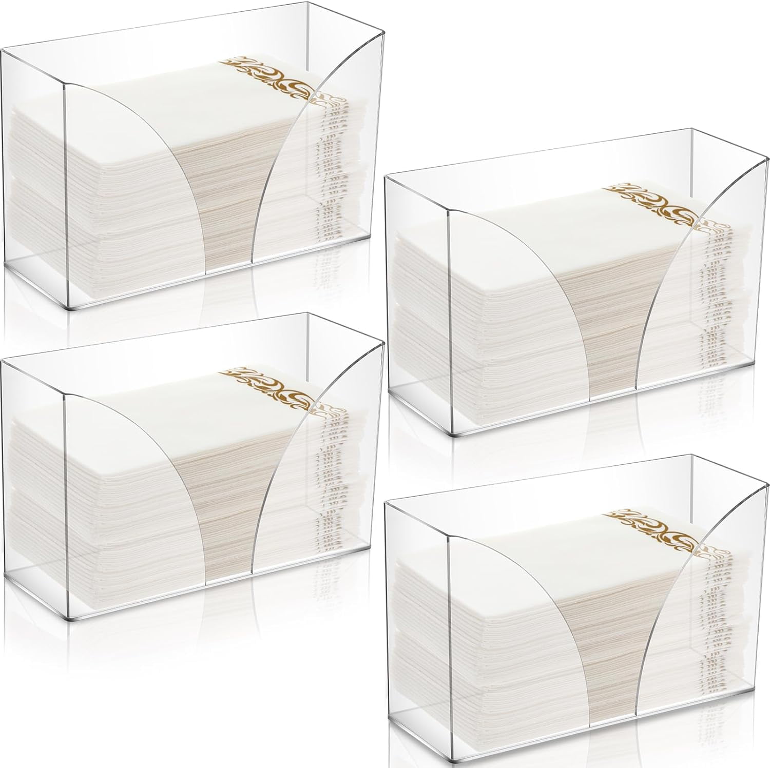 4-Pack Black Acrylic Paper Towel Holders - Countertop Dispenser For Bathroom, Kitchen, Office