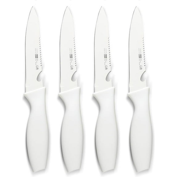 4 Pcs Paring Knife, 4.5 inch Kitchen Knife Set, Small Kitchen Knife, Ultra Sharp and Durable Fruit Knife with Bottle Opener Design, Utility knives for Home and Kitchen German Stainless Steel