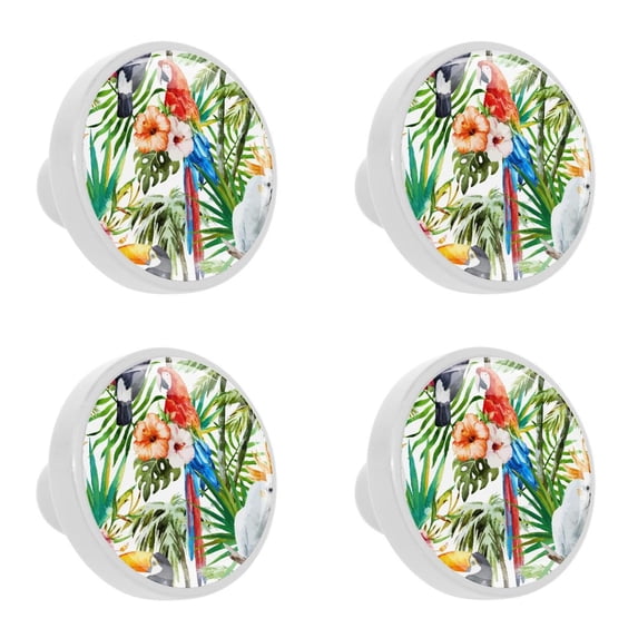 4 Pcs Parrot Knobs for Kitchen Cabinet Cupboard Dresser Bookcase Drawer Pulls Handles Round Home Decor