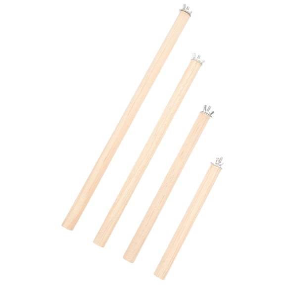 WHAMVOX Wooden Bird Perch for Cage, Easy to Install Parrot Standing Stick, 4pcs Set with Various Sizes for Birds
