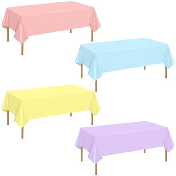 4 Pcs Pastel Table Cloths for Parties Plastic 54x72 Inch Rainbow Pastel Tablecloth Disposable Colorful Rectangle Table Cover Decoration for Birthday Baby Shower Wedding Princess Ice Cream