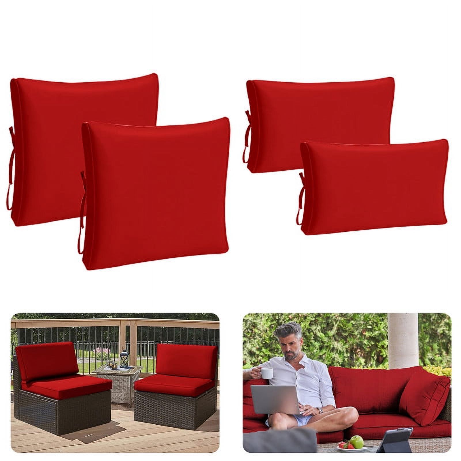 4 Pcs Patio Cushion Covers Replacement, Outdoor Waterproof Patio Sectional Rattan Sofa Set