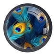 thumbnail image 1 of 4 Pcs Peacock Feather Knobs for Kitchen Cabinet Cupboard Dresser Bookcase Drawer Pulls Handles Round Home Decor, 1 of 8
